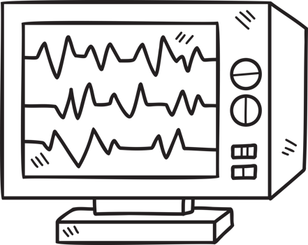 Hand Drawn Computer Monitor and Pulse illustration png
