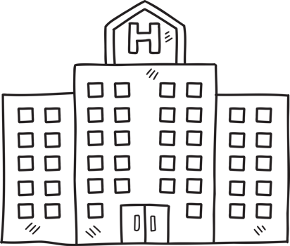 Hand Drawn hospital building illustration png