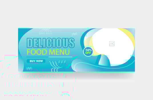 Delicious food menu banner cover template vector