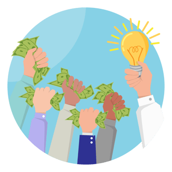Auction and bidding concept. Hand holding money. Selling a good idea. png