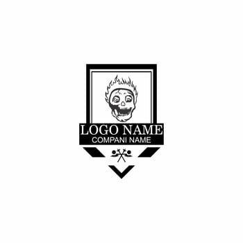 skull head illustration logo vector