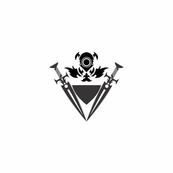 sword and shield logo illustration vector