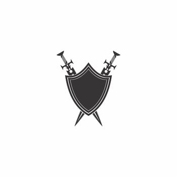 sword and shield logo illustration vector