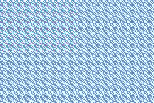 Blue and white curly waves vector pattern. Japanese style overlapping circles abstract background.