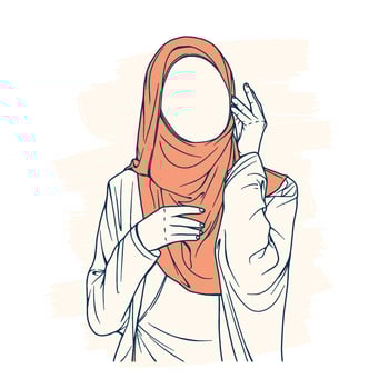Stylish and trendy moslem woman in hijab fashion vector illustration line art isolated for boutique fashion
