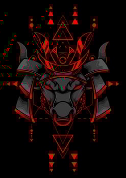 Bull Samurai Illustration with Sacred Geometry vector