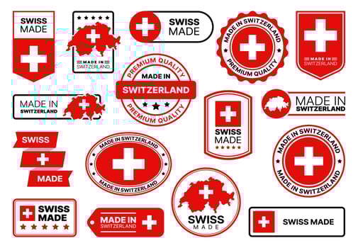 Made in Switzerland, Swiss quality icons vector
