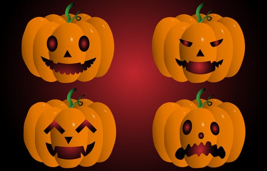Jack o lantern character. Pumpkins in Halloween day festival scary concept. Simple vector illustration of spooky Halloween pumpkin.