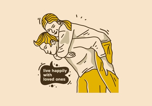 Vintage illustration design of man carrying woman vector