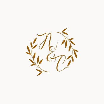 NC initial wedding monogram logo vector