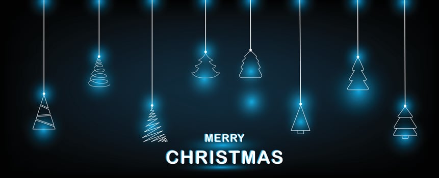 Christmas toys, Merry Christmas and New Year banner. Abstract modern  vector illustration on blue background.