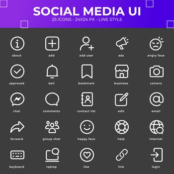 Social Media UI Icon With White Color vector