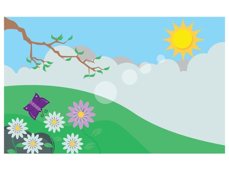 Flat Illustration of a beautiful view when opening doors and windows vector