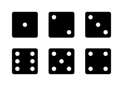 Dice sides, faces icon set in flat style design isolated on white background. vector