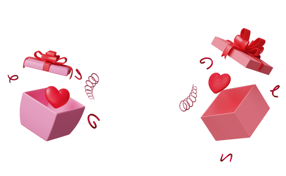 pink open gift box with red heart isolated. christmas and new year day, health love or world heart day, valentine's day concept, minimal abstract, 3d illustration or 3d render png