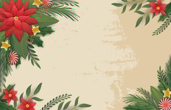 Poinsettias Christmas Background vector