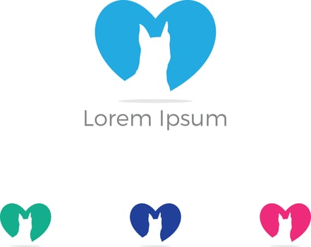 Dog logo design, pet care center, dog in home illustration, animal hospital vector icons.