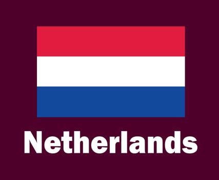 Netherlands Flag Emblem With Names Symbol Design Europe football Final Vector European Countries Football Teams Illustration