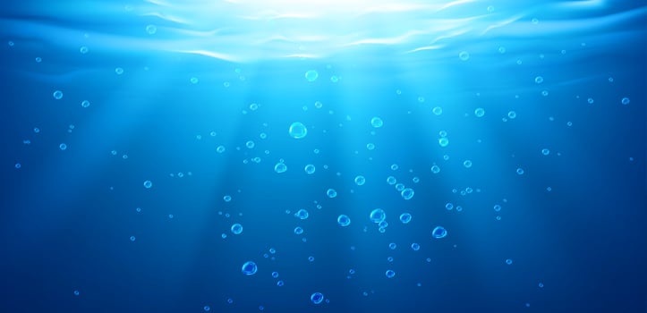 Underwater background, water surface, ocean or sea vector