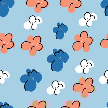 Floral seamless patterns. Vector design for paper, cover, fabric, interior decor and other users. Feminine vibrant wild flowers.Hand-drawn trendy illustration. Colorful flowers.