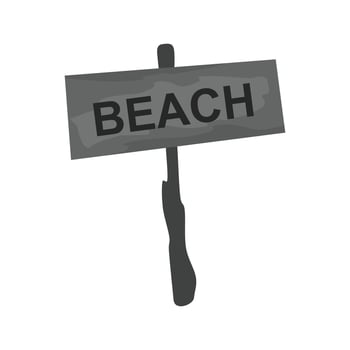 Beach Sign Flat Greyscale Icon vector