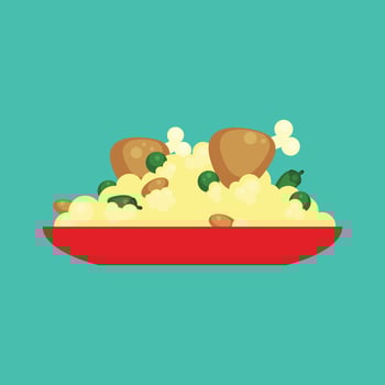 Biryani Iran  North India Food. Design with cartoon style. vector