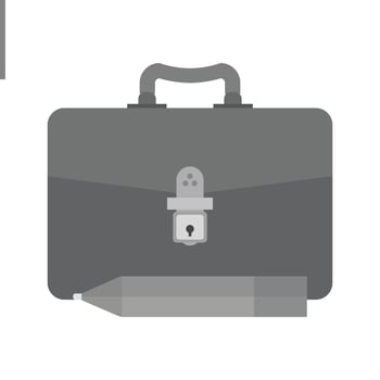 Briefcase and Pen Flat Greyscale Icon vector