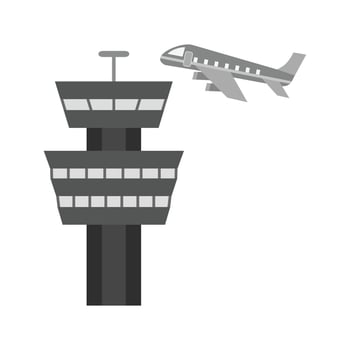 Air Control Tower Flat Greyscale Icon vector