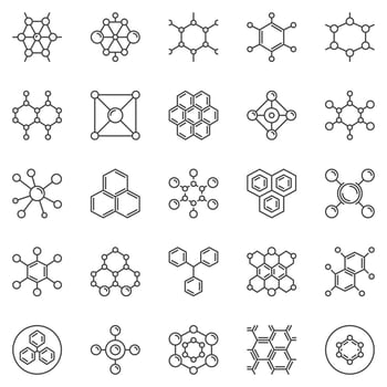 Chemical Formula outline icons set - Molecule vector symbols