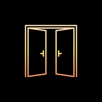 Two Opened Doors vector concept colorful outline icon