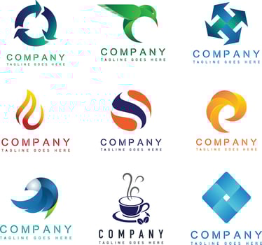 Logo mega collection, abstract geometric business icon set vector