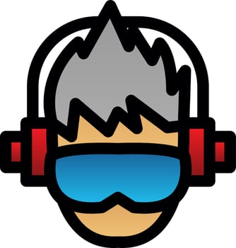 Gamer Line Vector Icon Design