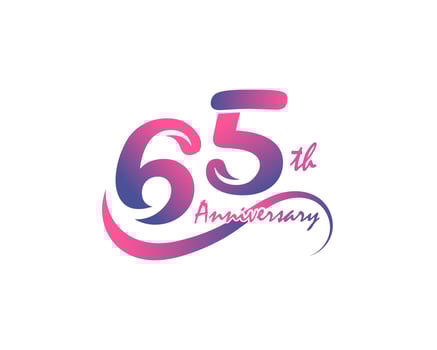 65 years anniversary logotype. 65th Anniversary template design for Creative poster, flyer, leaflet, invitation card vector