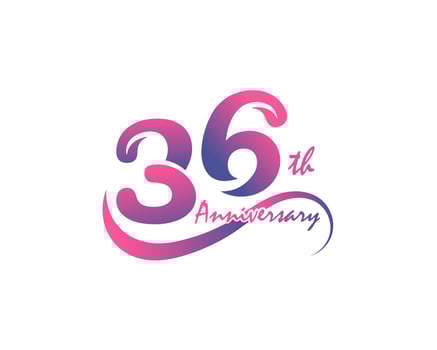 36 years anniversary logotype. 36th Anniversary template design for Creative poster, flyer, leaflet, invitation card vector