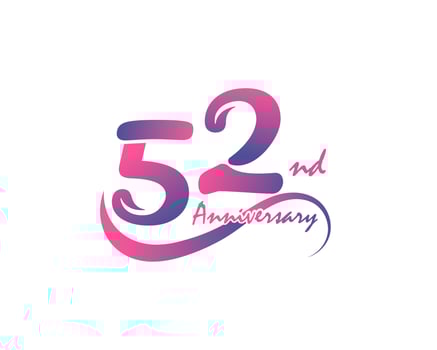 52 years anniversary logotype. 52nd Anniversary template design for Creative poster, flyer, leaflet, invitation card vector