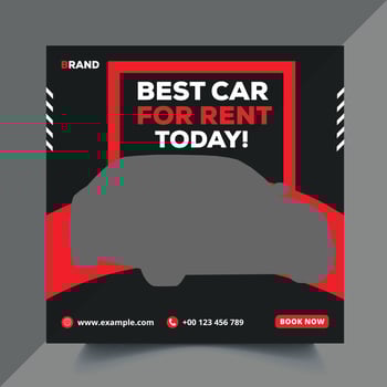 Modern Rent Cars social media post design vector template Pro Vector