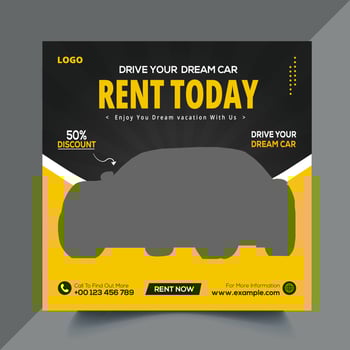 Modern Rent Cars social media post design vector template Pro Vector