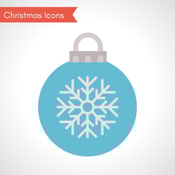 Blue Christmas Ball with snowflake. Christmas Icon. Vector illustration