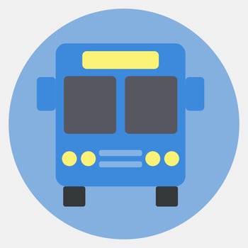 Icon bus. Transportation elements. Icons in color mate style. Good for prints, posters, logo, sign, advertisement, etc. vector