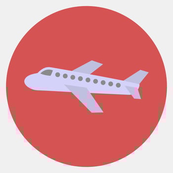 Icon airplane. Transportation elements. Icons in color mate style. Good for prints, posters, logo, sign, advertisement, etc. vector