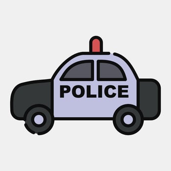 Icon police car. Transportation elements. Icons in filled line style. Good for prints, posters, logo, sign, advertisement, etc. vector
