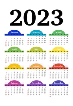 Calendar for 2023 isolated on a white background. Sunday to Monday, business template. Vector illustration