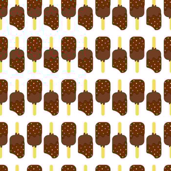 Seamless Colorful Ice Cream Pattern. Ice Cream Dessert on a Wooden Stick. Vector illustration.