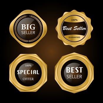 Luxury premium golden badge labels collection vector