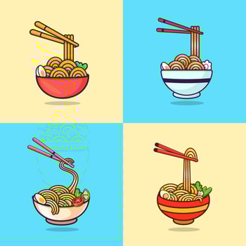 Set Of Pho With Noodles Hi-Quality Illustration, Best Delicious Asian Food, Premium Vector With Hi-Quality Delicious Pho Illustration Vector Design.