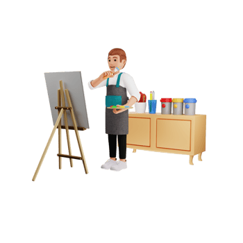 Young Male Artist Animated 3D Character Illustration png