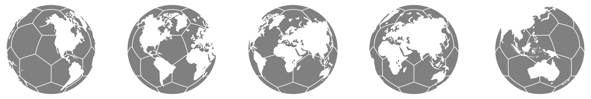 World Map on the Foot Ball Silhouette for Icon, Symbol, Pictogram, Sport News, Art Illustration, Apps, Website or Graphic Design Element. Format PNG