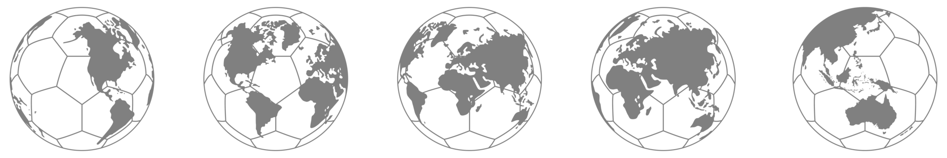 World Map on the Foot Ball Silhouette for Icon, Symbol, Pictogram, Sport News, Art Illustration, Apps, Website or Graphic Design Element. Format PNG