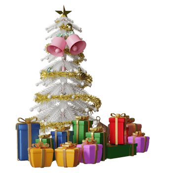 gift box with christmas tree isolated. website, poster or happiness cards, festive New Year concept, 3d illustration or 3d render png