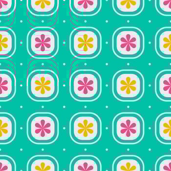 Colorful geometric flower pattern. Bright and colorful geometric flower shape seamless pattern background. Use for fabric, textile, home interior decoration elements, upholstery, wrapping. vector